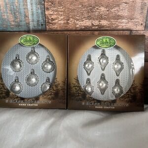 Vintage 2000-Enchanted Forest 2 Boxes Small 1.5" Round /Teardrop Glass Ornaments